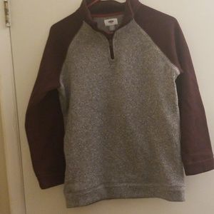 Burgundy/gray zip sweater